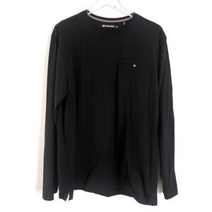 Buttercloth Men's XL Long Sleeve Pocket Tee – Black "Icy Cotton" Crew Neck Shirt